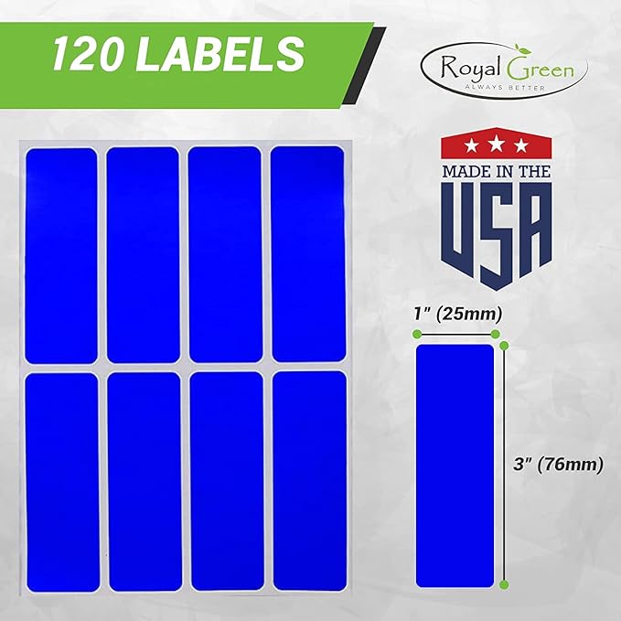 Royal Green Rectangular Stickers Color Coded Write on Labels for Organizing, Moving, & Mailing, 3x1 inch Stickers Writable Labels & Tags for Home, Office, and School Projects, 120-Pack (Neon Red)