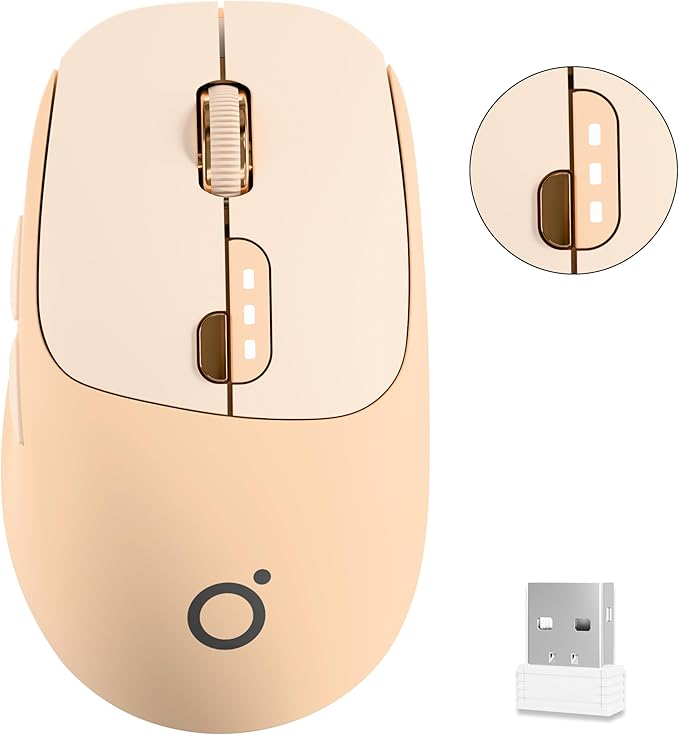 EWEADN Q5 Wireless Mouse, Bluetooth & 2.4G Quiet Computer Mouses with 1600 DPI, Battery Level Display, Ergonomic Office Mouse,6 Button Portable Cute Cordless Mice for Laptop/PC/Mac- Pink