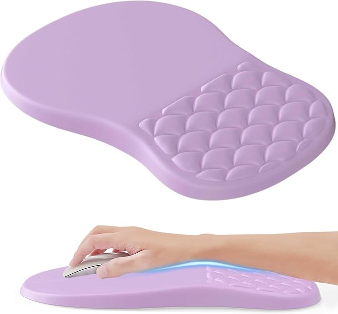 Ergonomic Mouse Pad Wrist Support with Memory Foam&Non-Slip Pu Base Cushion Massage Bump,Computer Mouse Pad for Carpal Tunnel Pain Relief,Gaming Mouse Pad for Desk, Home, Office,Purple