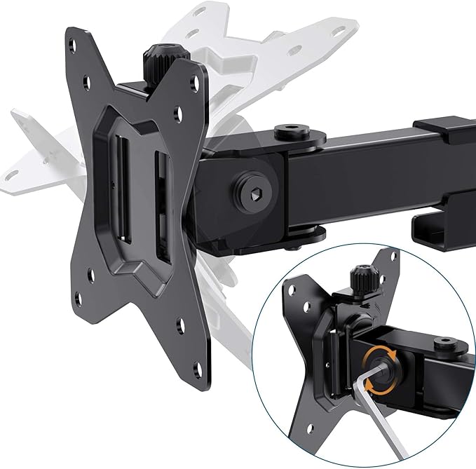 HUANUO 32 inches Dual Monitor Stand up to 17.6lbs per Arm, High-Grade Aluminum Free Standing Dual Monitors Mount for 2 Screens. Fully Adjustable Dual Monitor Stand for Desk with Tilt, Swivel, Rotation