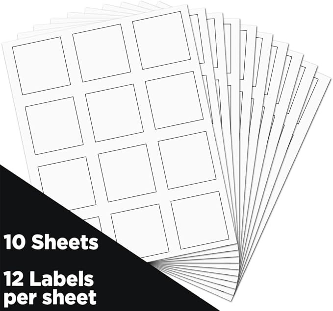JAM PAPER Product & Container Labels - Square - 2 x 2 - White - 120/Pack