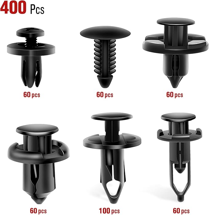 Nilight 400PCS Car Retainer Clips 6mm 7mm 8mm 9mm 10mm Expansion Screws Replacement Kit Bumper Push Rivet Clips for GM Ford Toyota Honda Chrysler Nissan