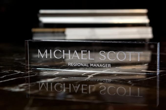 Customizable Personalized Clear Acrylic Desk Name Plate - 2”x 9” - Office Decor - 9 Different Fonts to Choose from - Engraved Name Plate