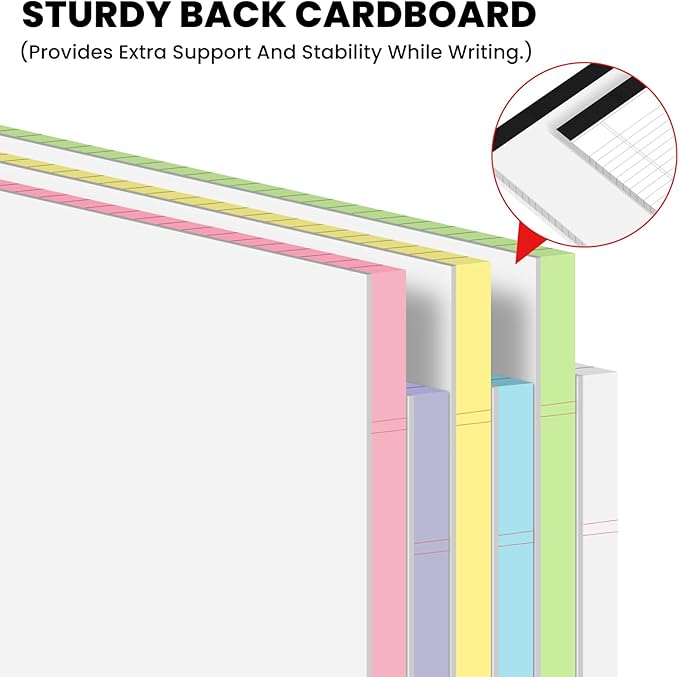 12pcs Legal Pads 8.5 x 11,Notepads 8.5 x 11 Inch, 30 Sheets/Pack, Colored Note Pad Clear Print Writing Pads of Paper, Perforate Wide Ruled Lined with Sturdy Back for Office, Business & School Supplies