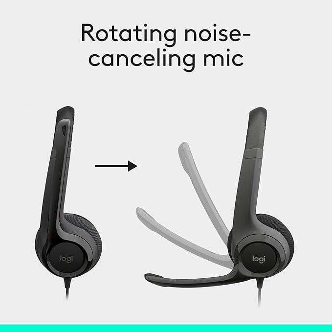 Logitech H390 Gaming Headphones, Wired Headphones with Mic, USB-A Headset with Microphone for PC, Noise Cancelling Microphone for Video Meetings, Music, Gaming - Black (Pack of 12)