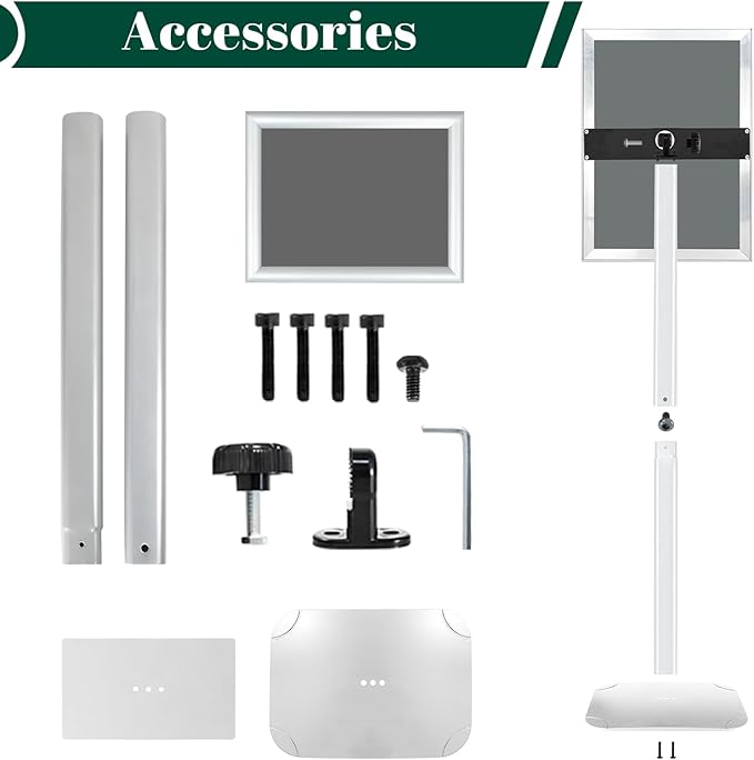 3Pcs Heavy Duty Pedestal Sign Holder for Display, 8.5 x 11 inches Adjustable Floor Standing Sign Holder with Weighted Base ,Sign Stand for Indoor/Outdoor Advertising，Silver