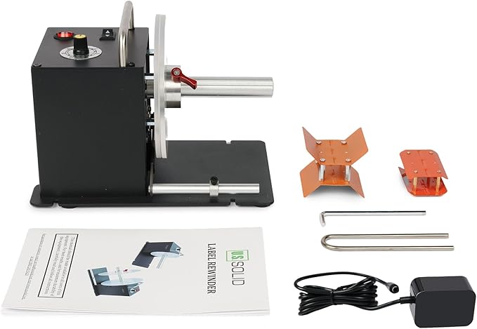 U.S. Solid Automatic Label Rewinder Machine, 1"/1.5" Core Holder, Max Label Width 3.15", Bidirectional Rewinding
