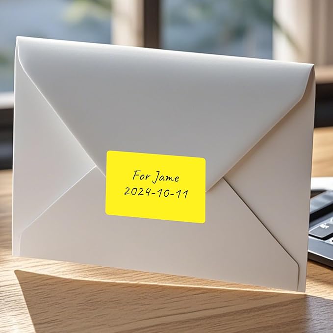 FINDAT Rectangle Label Stickers 3×2 Inch Vinyl Removable Yellow Sticker Waterproof Writable File Folder Moving Labels for Boxes Home Office Labeling 40 PCS