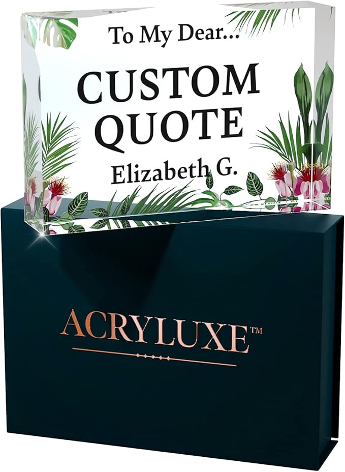 Personalized Gifts, Custom Quote Block Letter Board,Crystal-Clear Acrylic with Gift Box,17 Styles, Holiday and Christmas Gift for Mom, Dad, Girlfriend, Him or Her, Husband, Wife (4"x6", Garden)