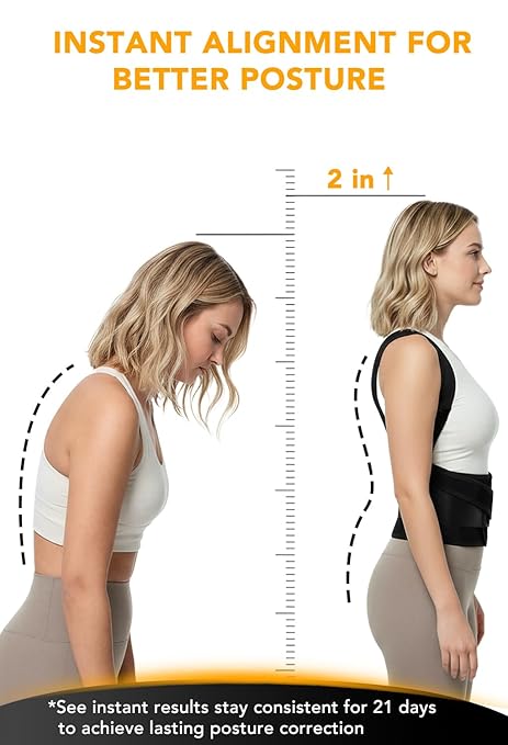 BigRose Posture Corrector for Women and Men, X Power Support Belt for Back Pain Relief with Adjustable Shoulder Straightener, Upper Lower Lumbar Neck Support, Comfortable Back Brace, Medium