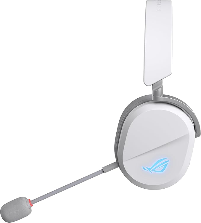 ASUS ROG Pelta Wireless Gaming Headset with Detachable Mic – Tri-Mode (BT, 2.4GHz, USB-C) 50mm Titanium-Plated Drivers, 70Hr Battery, Ergonomic, Lightweight, for PC, PS5, PS4, Switch, Mobile - White