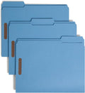 Smead Fastener File Folders, Reinforced 1/3-Cut Tabs, 2 Fasteners, Letter Size, Blue, 50 per Box (12040)