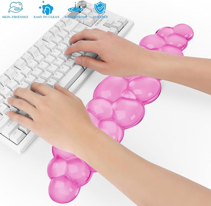 Gel Cloud Keyboard Wrist Rest, Cute Wrist Support and Arm Support Keyboard Rest for Keyboard Typing Pain Relief，Suitable for Office/Computer/Laptop/Gaming（Keyboard Wrist Rest Pink）