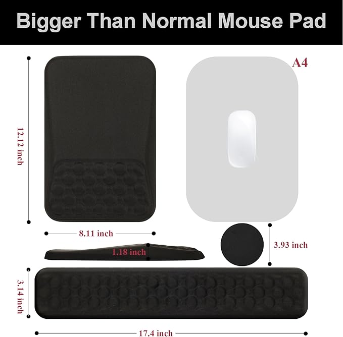 Ospelelf Keyboard Wrist Rest Ergonomic Mouse Pad with Wrist Rest, Wrist Rest for Computer, Office and Gaming,Black