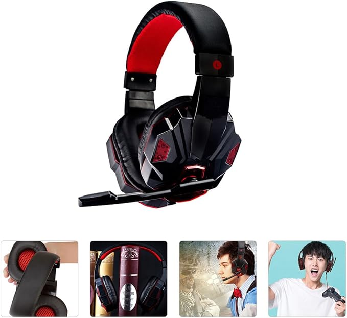 Holibanna Wired Gaming Headset with Microphone USB and 3.5mm Noise Cancelling Mic Soft Ear Pads Suitable for Travel