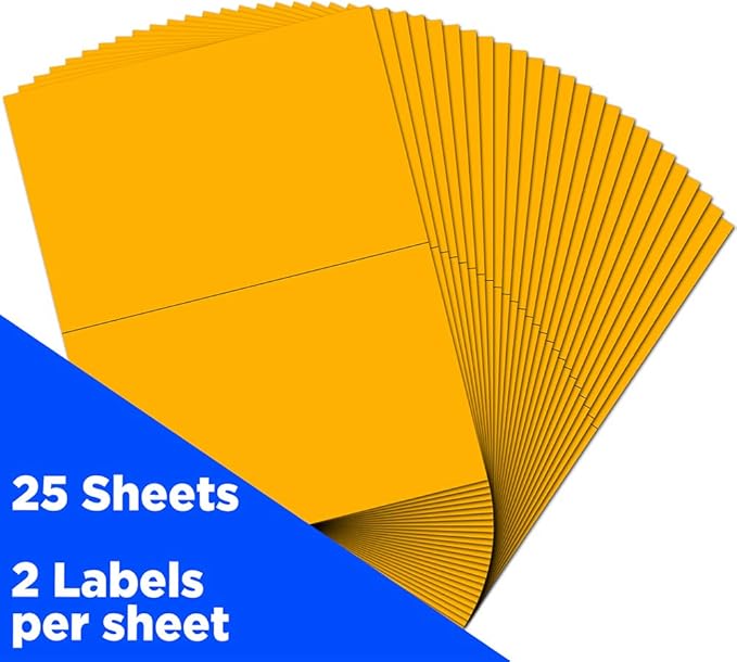 JAM PAPER Shipping Labels - Half Page - 5 1/2 x 8 1/2 - Neon Orange - 50/Pack
