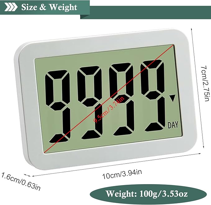 Digital Countdown Days Timer 9999-Days Electronic Timer for Vacation Retirement Wedding Lab, Large Display for Classroom Graduation,Study Fitness Count Down