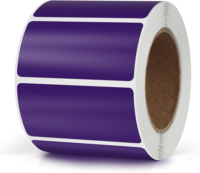 Meitaat Purple Rectangle Stickers 2 x 1 Inch Color Coding Labels Vinyl Roll Self-Adhesive Waterproof Removable 500 PCS