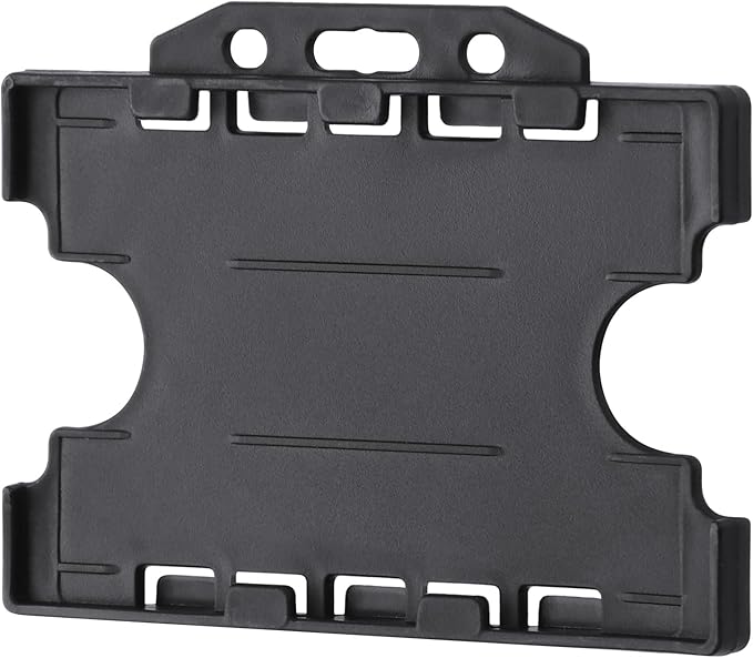 Fallen One 2 Pack Horizontal ID Badge Holder, Double Sided, Black, Hard Plastic
