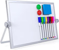 Small Dry Erase White Board, Magnetic Desktop Whiteboard with Stand, Dry Eease Board Mini Easel Double Sided on Table Top with Holder for Kids Drawing, Teacher Instruction