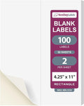 NextDayLabels 4.25x11 Inch Rectangle Stickers White Blank Labels for Laser Inkjet Printer - 2 Per Sheet Self-Adhesive Shipping Packaging Product Made in USA - 100 Labels