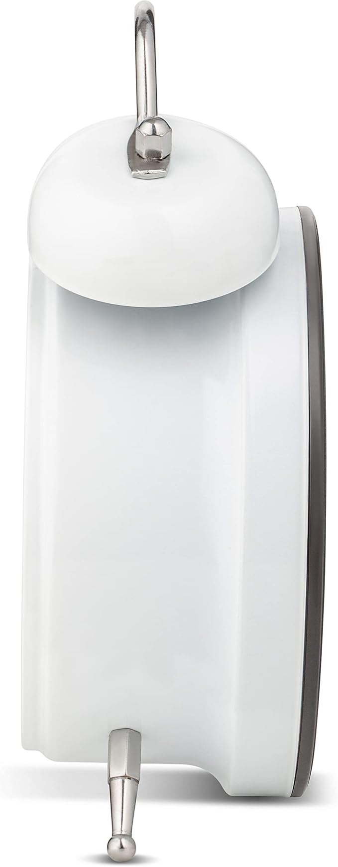 Bernhard Products Analog Alarm Clock Extra Loud Twin Bells Retro White 4 Inch Silent Non-Ticking Quartz Battery Operated with Backlight, Decorative Bedside Table Desk Vintage Clocks for Heavy Sleepers