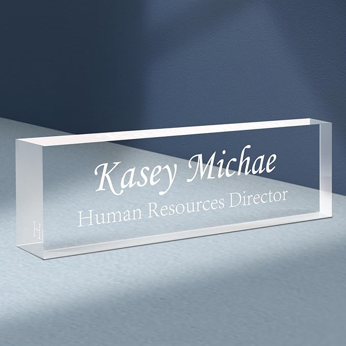 Custom Engraved Name Plate for Desk, Acrylic Desk Name Plate Personalized, Office Desk Decor for Women Men, Acrylic Desk Accessories, Office Gifts for Boss Manager Teacher, Employee Appreciation Gifts