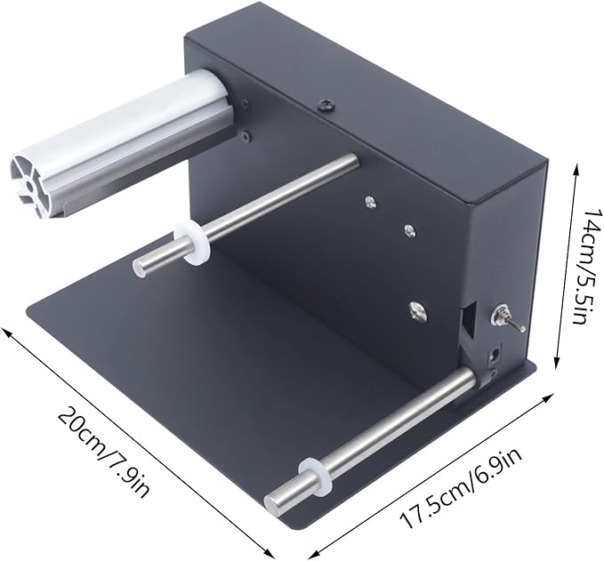 0-7.1" Width Electric Label Rewinder, Automatic Synchronization Bidirectional Rewinding Machine 1.57" Dia Paper Core Holder Rewind 1-8"/s Adjustable Sticker Rewinder for Printer Bar Code Tags