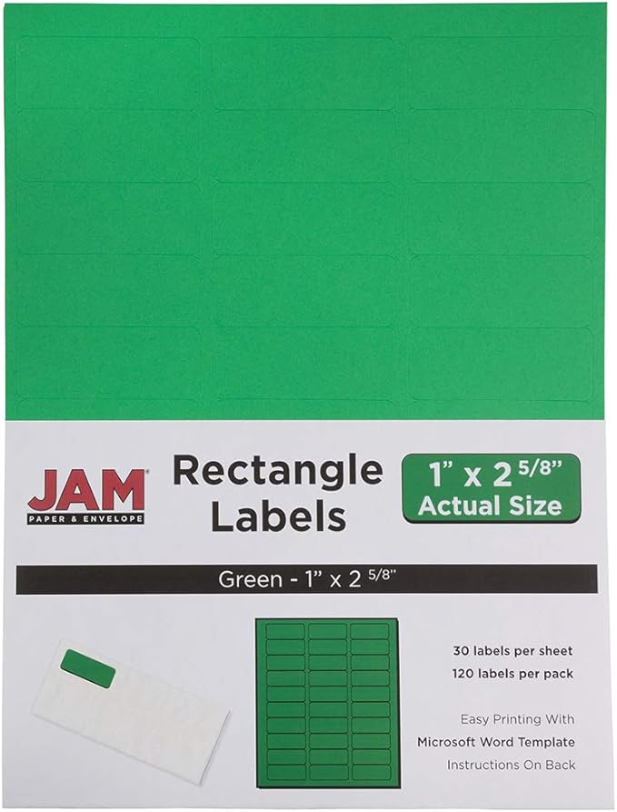 JAM PAPER Return Address Labels - Standard Mailing - 1 x 2 5/8 - Green - 120 Shipping Labels/Pack