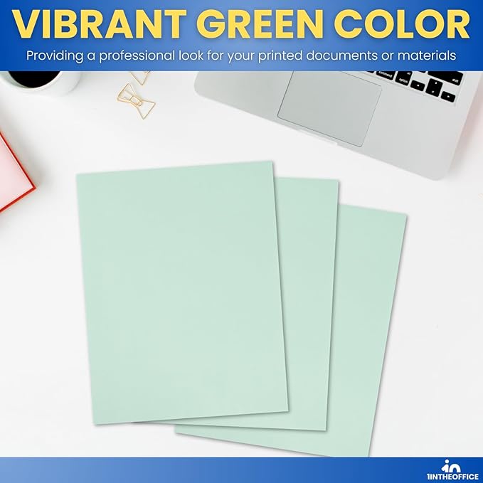 1InTheOffice Colored Copy Paper, Green Copy Printing Paper 8.5 x 11, Letter Size, Green, 20lb Density, (500 Sheets)