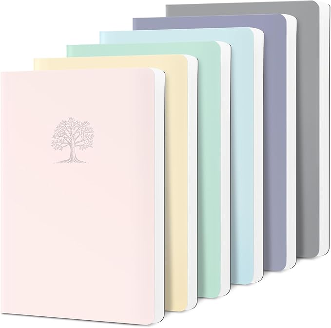 Comix 6-Pack A5 Notebooks for Work, 5.6 inches x 7.9 inches，240 Pages，College Ruled with 70 GSM Thick Paper，Softcover Lined Journals for Home, School & Office