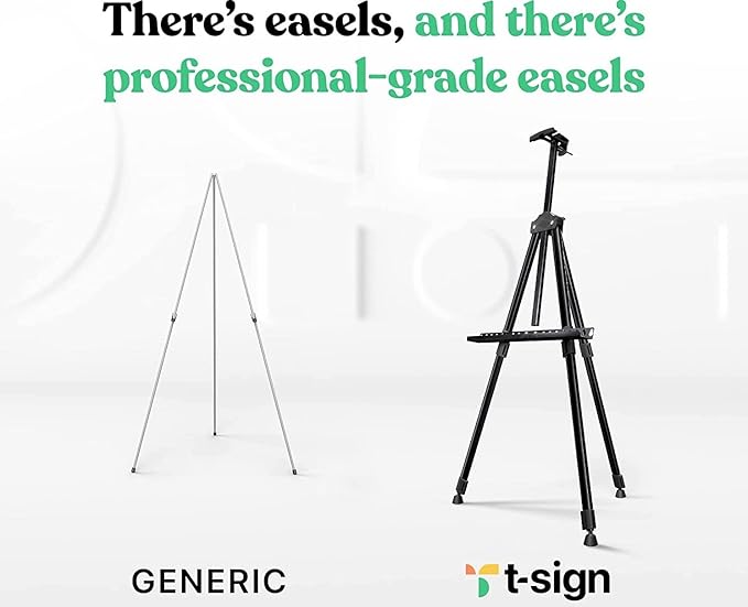 Portable Artist Easel Stand for Painting - Adjustable Height Painting Easel with Bag - Tabletop Art Easel for Painting Canvas Stand, Poster Stand & Wedding Signs Stand - Metal Tripod - 17x66 inches