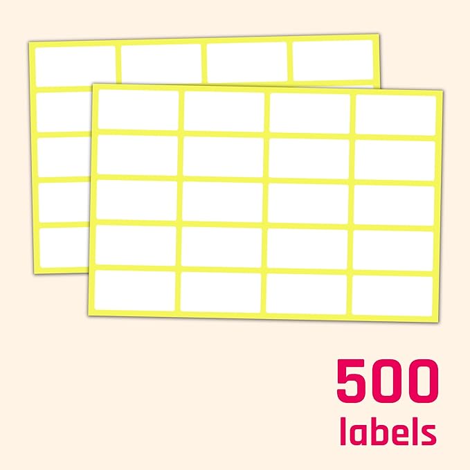 500 Pack, 1.5" x 0.75" - Blank White Labels Stickers to Write On, Stick On Adhesive Sticky Labels