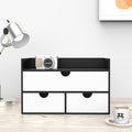 Wisuce Desk Organizer with Drawers - Bamboo Desktop Organizer Storage | Black-White Wood Desk Makeup Dresser Top Organizer for Cosmetics No Assembly Required