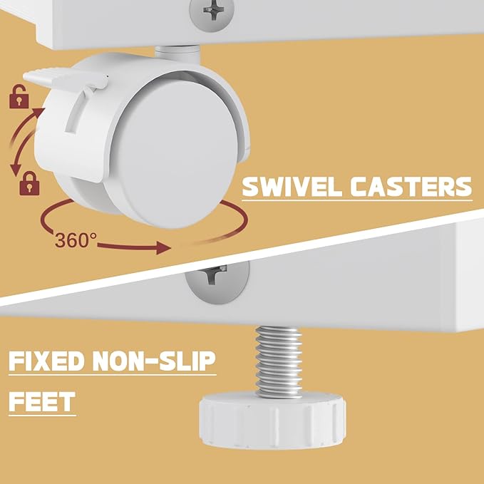 aboxoo Desktop Printer Stand with 2 Tier Wood Storage Shelves,Under Desk Printer Table,Multi-Purpose Home Office Desk Organizer for Fax Machine, Scanner (White)