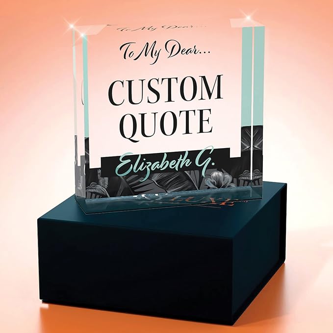 Custom Acrylic Sign Personalized, Custom Desk Name Plate, 18 Styles, (4"x4"), With Gift Box, USA Made by Acryluxe. (Holman)