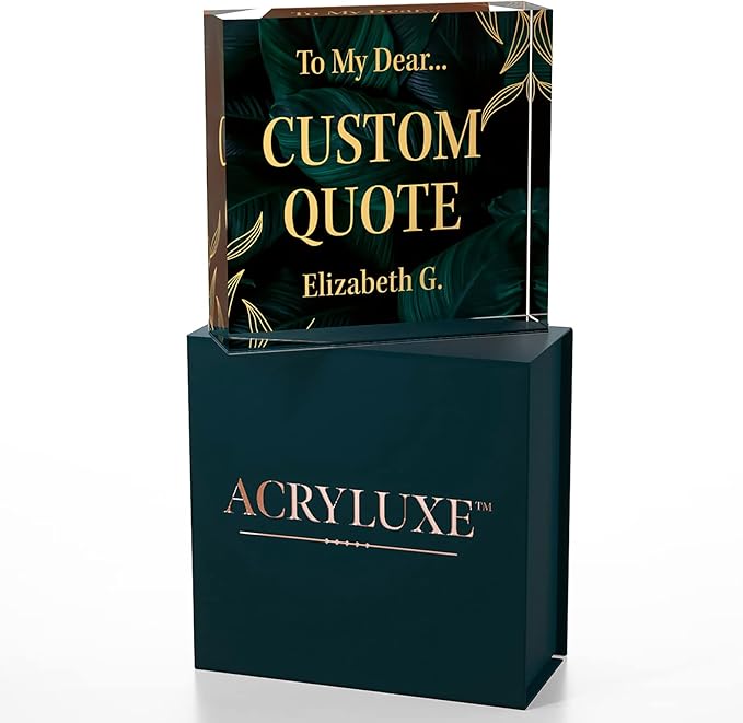 Custom Acrylic Sign Personalized, Custom Desk Name Plate, 18 Styles, (4"x4"), With Gift Box, USA Made by Acryluxe. (Luxurious)