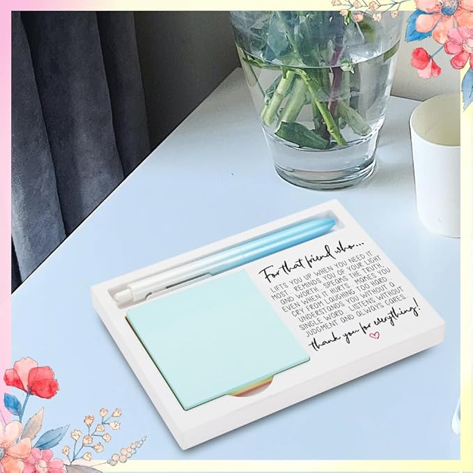 Friend Appreciation Gift, Motivational Gift for Cherished Friends, Encouraging Gift for Gratitude to Friends, Wooden Sticky Note Holder, 16.5 x 12 x 1.5 cm, XXW28