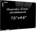 Black Glass Dry Erase Board - 72"X48" Magnetic Blackboard Large Frameless Whiteboard Clear Glass Wlack Boards with Super Strong Magnets, Wall Mounted for Office, School and Home