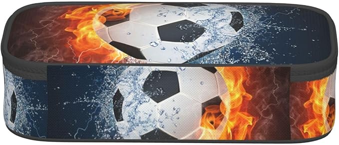 Soccer Ball Cool Sport Pencil Case Big Capacity Storage Pencil Pouch Stationery Bags With Zipper Portable Pen Holder Box Organizer For Boys Girls Teens Student College School Office Supplies