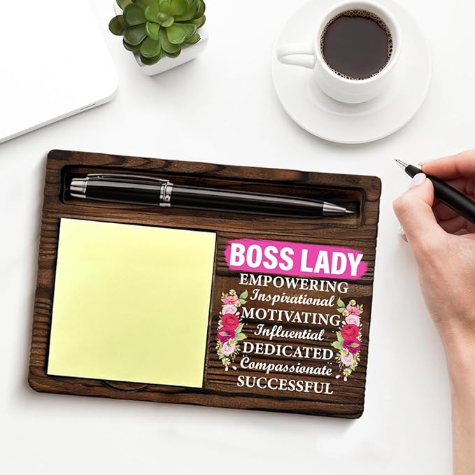 Best Boss Lady Gifts for Women, Gifts for Bosses Female Leader Boss's Day Thank You Retirement Birthday, Best Boss Lady Floral Sticky Note Holder for Bosses Office Decor