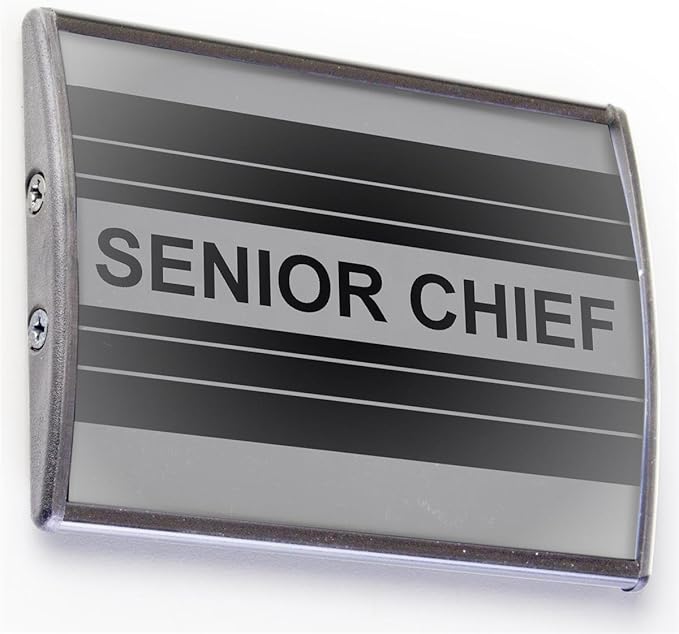 Displays2go Office Wall/Door Sign, 3.1 x 4.3 x 0.5 Inch, Silver Aluminum with Non-Glare Lens, No Tools Required - Set of Seven