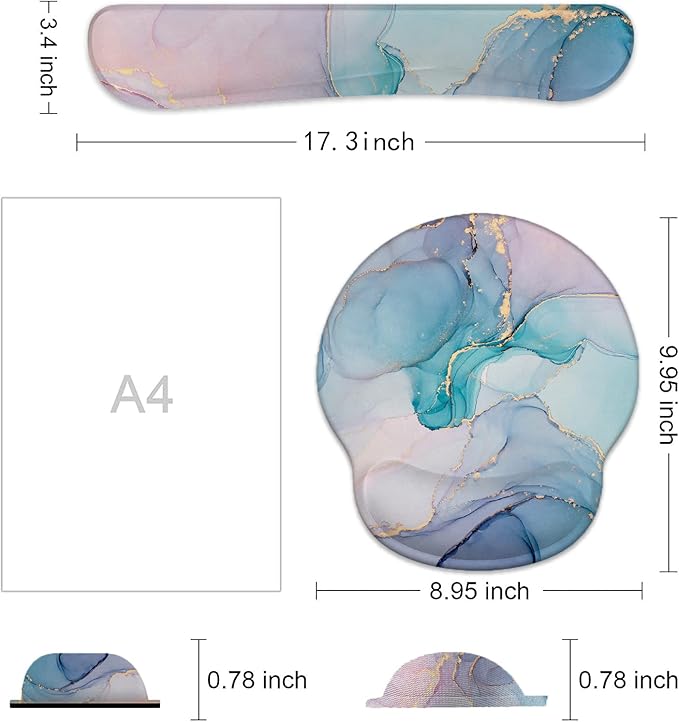 LATEEFAH Mouse Pad with Wrist Rest, 3-in-1 Gaming Mouse Pad, Keyboard Wrist Rest, Ergonomic Memory Foam Mousepad with Wrist Support for Computer Keyboard