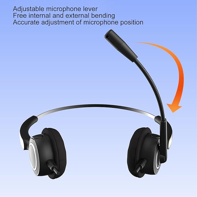 ChiweiJ Call Center Headset with Intelligent Noise Reduction, USB Computer Headset for Customer Service, Business Communication Headset with Adjustable Microphone, 180 Degree Rotating