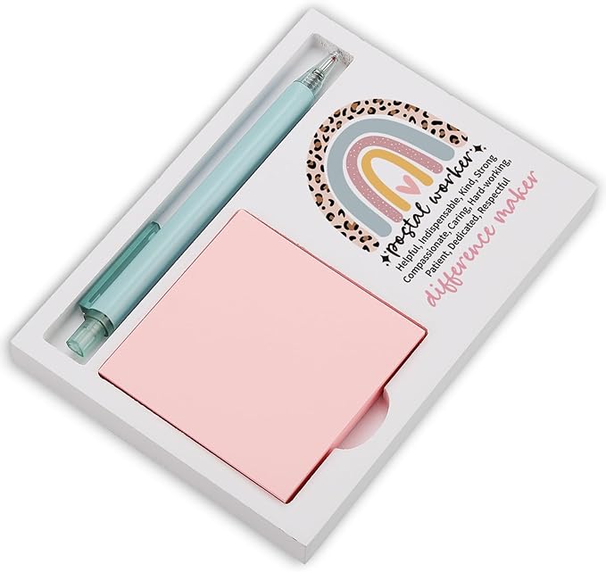 Postal Worker Sticky Note Holder for Desk, Thank You Gift for Mail Carrier, USPS Appreciation Gift for Women Men, Motivational Rainbow Office Decor Organizer TZP139