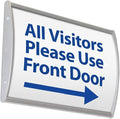 Office Wall Signs, 5.5" x 9", Curved Face, Non-Glare Lens (Silver Aluminum) - Set of 5