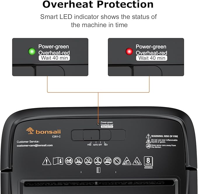 Bonsaii Paper Shredder, 8-Sheet Crosscut Home Office Shredder with 4.2 Gallon Bin, P-4 Security Level Document Shredder Shred Credit Card/Mail/Staple/Clip (C261-C Updated)