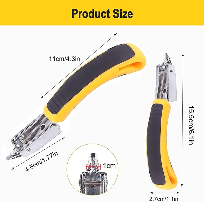 CLcsfwk 2Pcs Staple Remover Heavy Duty Upholstery Staple Puller Tool with Ergonomic Handle for Furniture Floor Wooden Case Carton Photo Frame（Yellow）