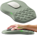 Ergonomic Slope Mouse Pad Wrist Support, Wrist Rest Mousepad for Carpal Tunnel Pain Relief with Massage Bulge and Slow Rebound Memory Foam (12x8 inch, Light Green)
