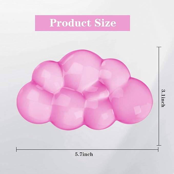 Gel Cloud Mouse Wrist Rest, Cute Wrist Support and Arm Support for Mouse Rest Typing Pain Relief，Suitable for Office/Computer/Laptop/Gaming (Transparent Pink)